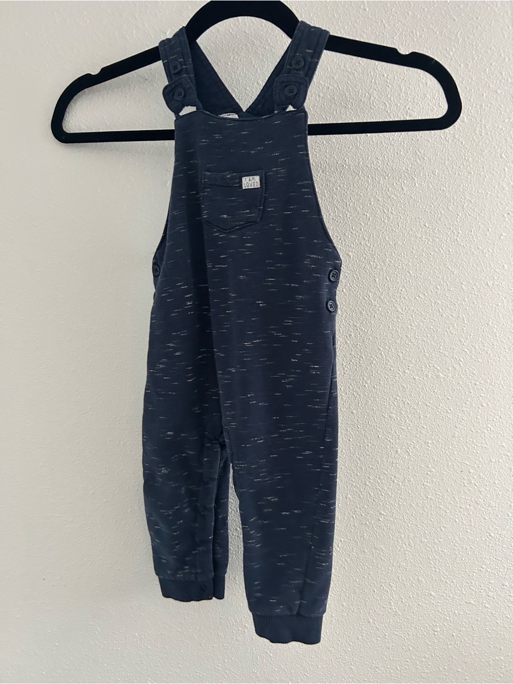 F&F Navy Speckle Cotton-Blend Kids Overalls
